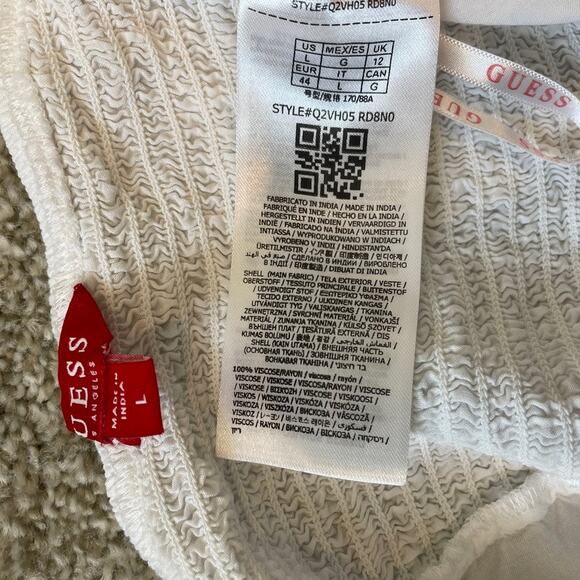 Guess large knot front balloon puff sleeve crop top blouse TLS1 2862 - Picture 5 of 9